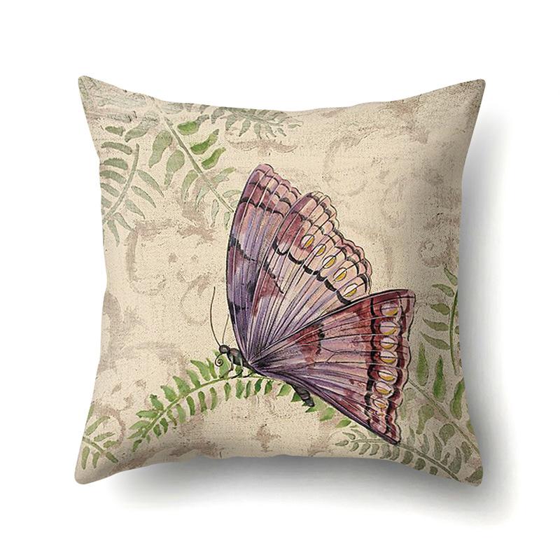 Polyester Pillowcase Peach Leather Velvet Decoration Printed Butterfly Pillowcase Waist Cushion Cover Car Cushion Head Cushion Cover