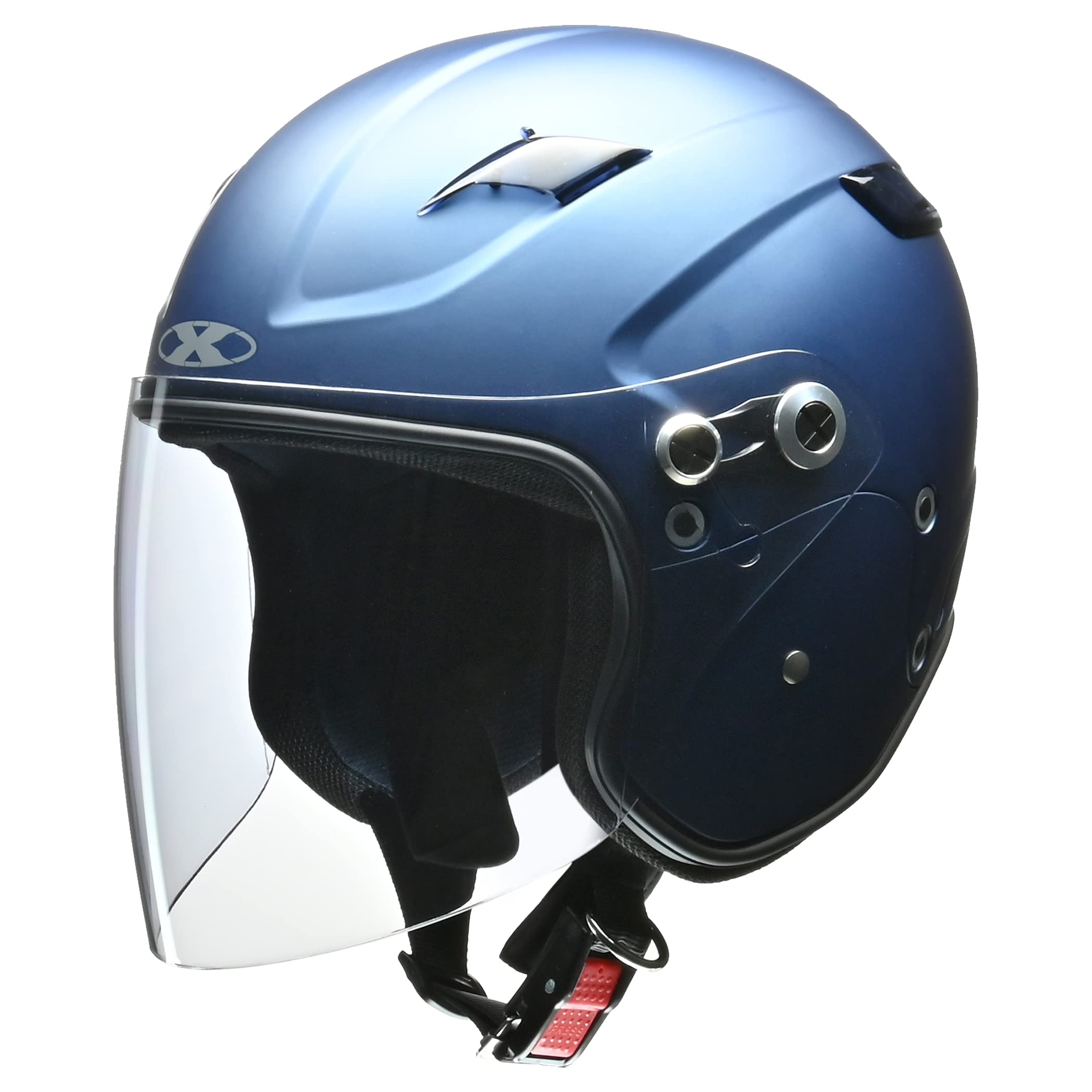 

LEAD RAZZO STRADA Motorcycle Matte One Size Fits Most for 125cc and under X-AIR Semi-Jet Helmet, Navy, (57-60cm),