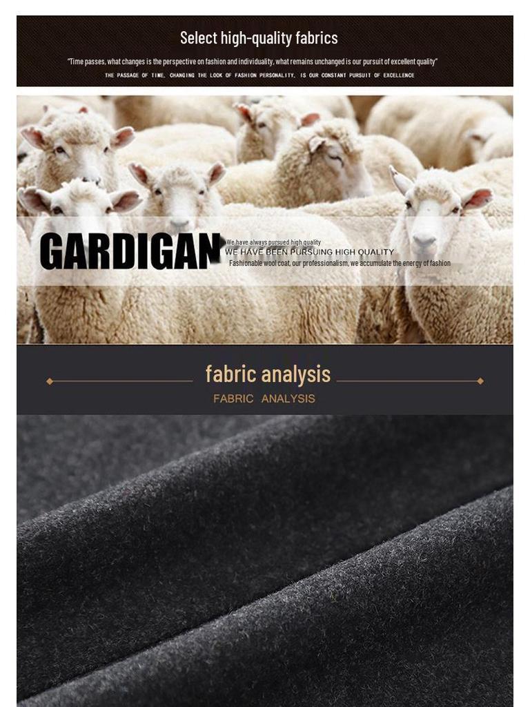 Men's Double Collar Woolen Coat for Autumn and Winter