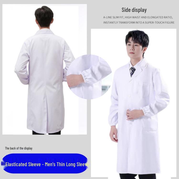 Unisex Short & Long Sleeve White Lab Coat for Medical Professionals and Students – Ideal for Autumn and Winter