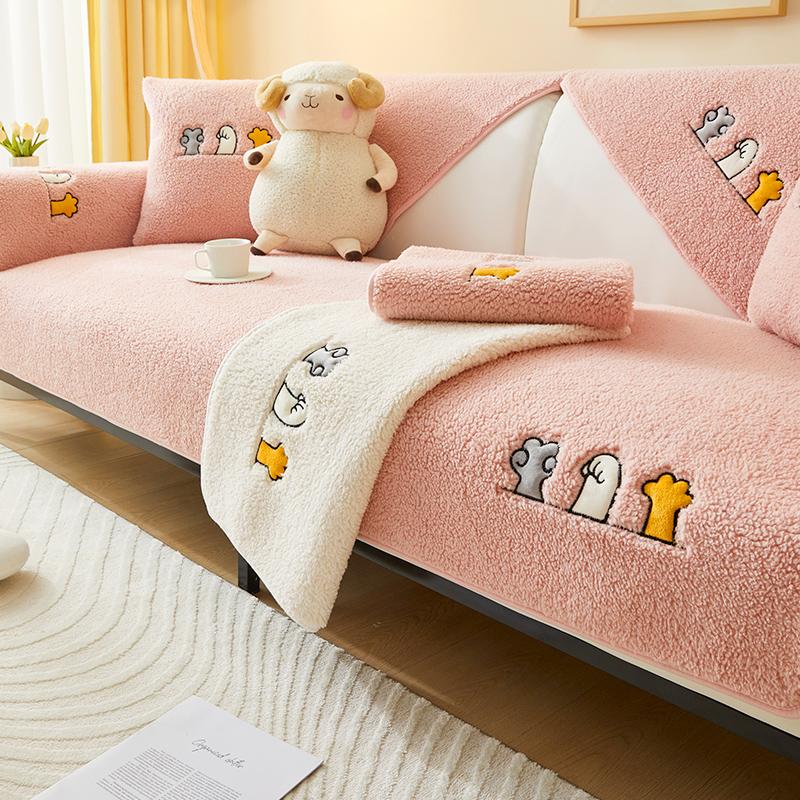 

Подушка для дивана из овечьей шерсти, новая универсальная утолщенная нескользящая подушка для четырех сезонов, кожаный чехол для дивана, чехол для спинки, тканевый чехол для полотенец 70*70cm