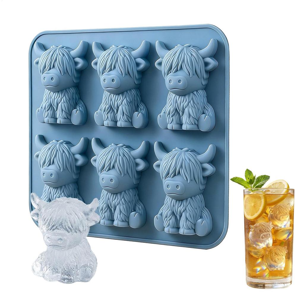 Ice Molds 6 Cute Cavity Cow Shape Maker Silicone Ice Cube Mold Fun Novelty Tray for Summer BBQ Grill Picnic Restaurant Bar