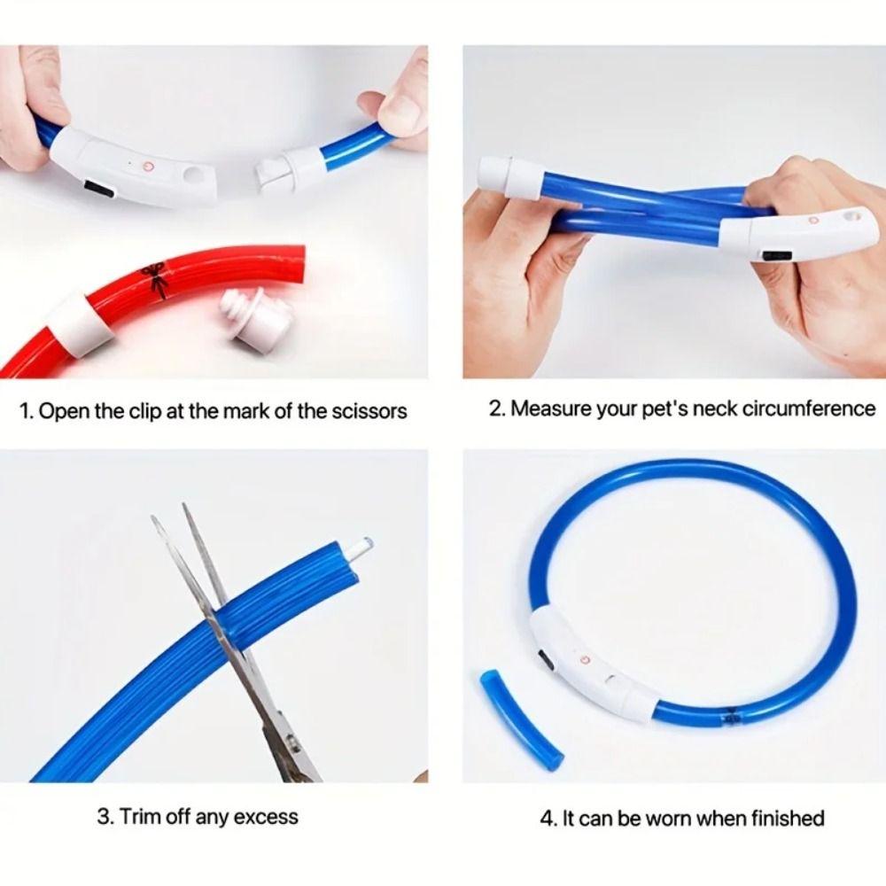 New USB Rechargeable Pet Dog LED Light Collar Luminous Trimmable Dog Fiber Optic Collar Anti-Lost Durable Dog Collar