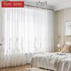 1PC Nuan Series Europejski styl francuski luksusowy haftowany przezroczysty firana romantyczny biały tiul do salonu sypialni i balkonu okno wystrój domu