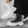 2025 Autumn New Canvas Men's Shoes High-top Thick-soled Muffin Board Shoes Men's Casual Breathable Fashion Sports Trendy Shoes