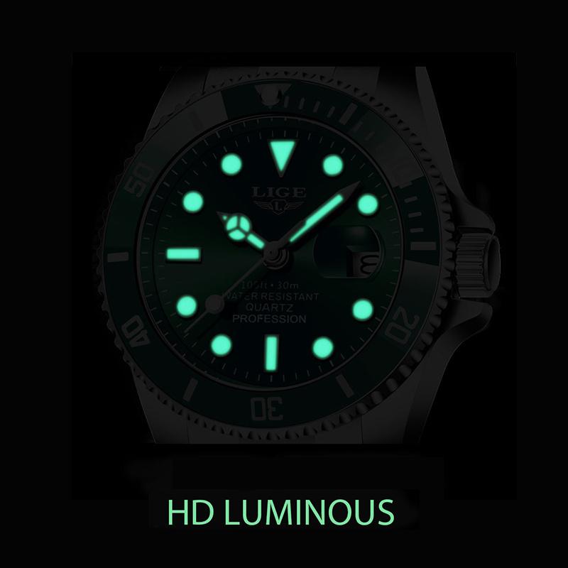 LIGE Watches for Men Fashion Diver Waterproof Date Clock Military Watches Men Sport Men's Watches Quartz Men's Gift Reloj