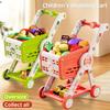 31pcs Kids Play Shopping Cart Set, Red and Green, Made of Other Plastic Material, with Play Food Fruit Vegetable Dessert and Shop Accessories