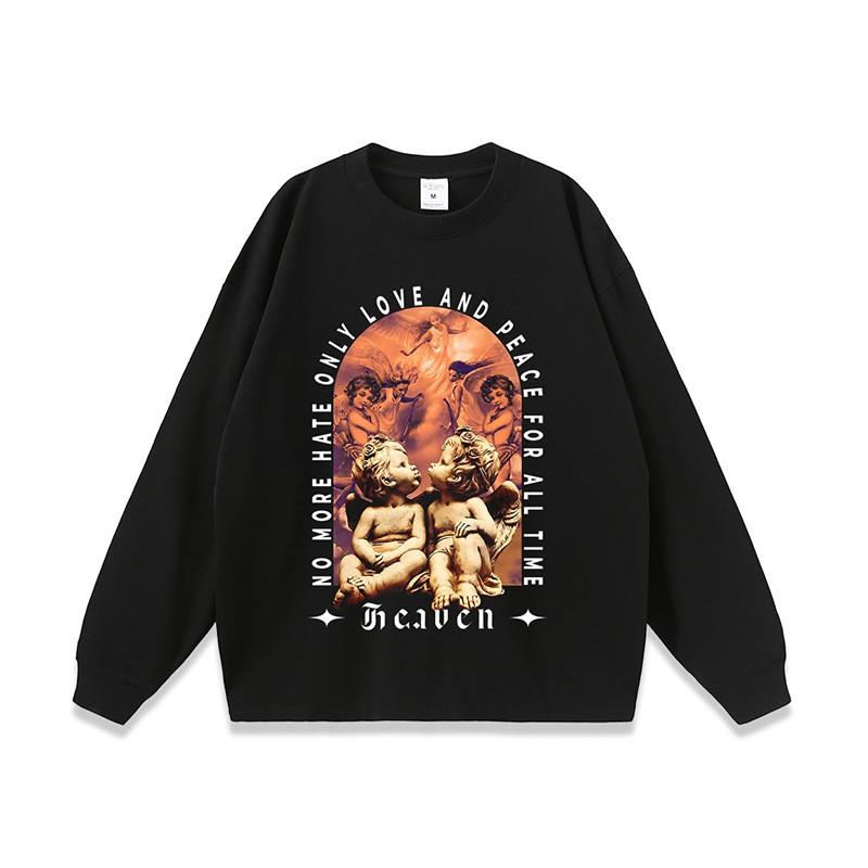 Vintage Washed Heavyweight Cotton Tee Couples - Oversized Retro Graphic T-Shirt Unisex Streetwear