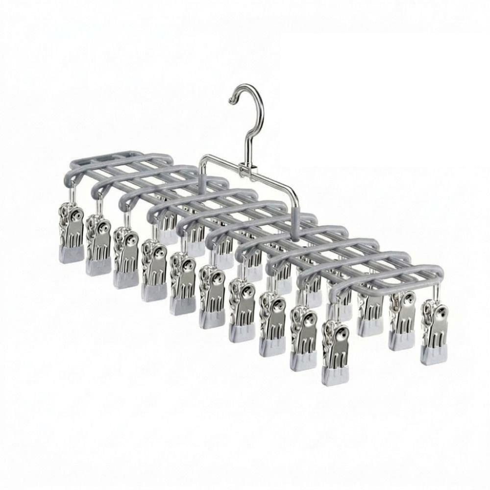 Heavy Duty 20 Clips Sock Drying Rack Stainless Steel Clothes Drying Hanger Wardrobe