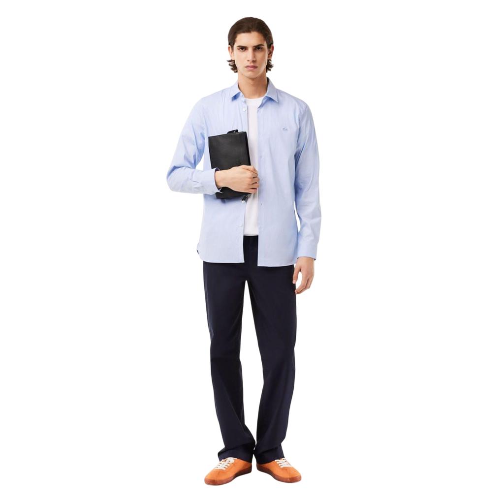 Lacoste Men's Striped Poplin Stretch Slim Shirt