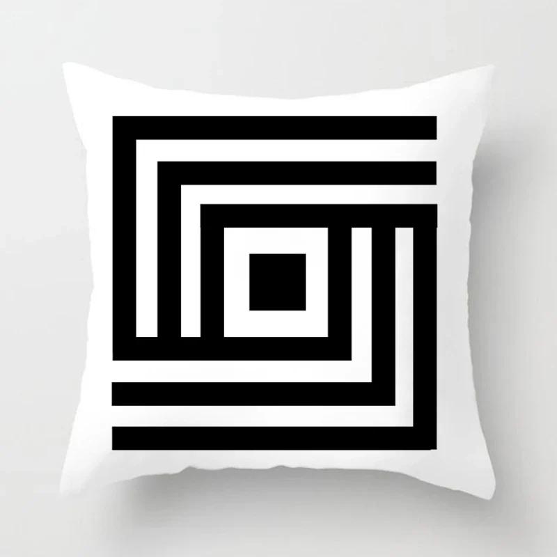 Black and white geometric polyester soft cushion throw pillow, living room car decoration, sofa bed decoration, pillowcase 40525