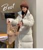 Women's Thick Padded Over-the-Knee Cotton Coat with Stand-Up Collar, Loose Fit, Plus Size, Long-Length Warm Outerwear.