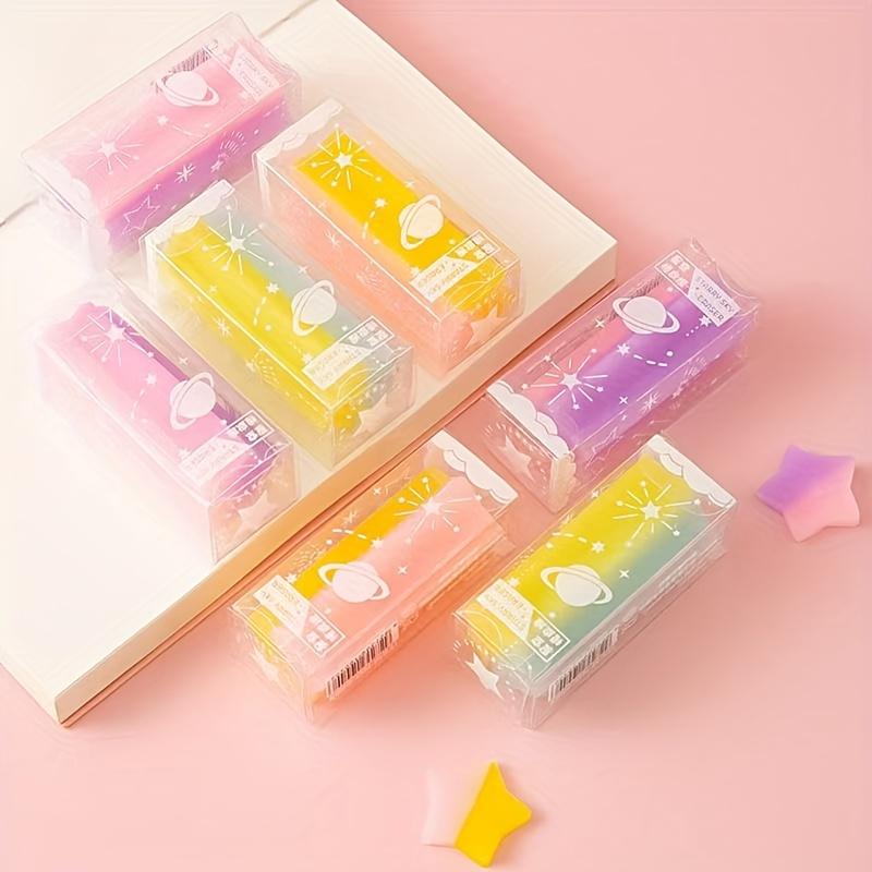 The Latest Starry Five Pointed Star Eraser Gradient Jelly Colored Eraser Creative Gift Eraser Looks Good and Can Be Wiped Clean