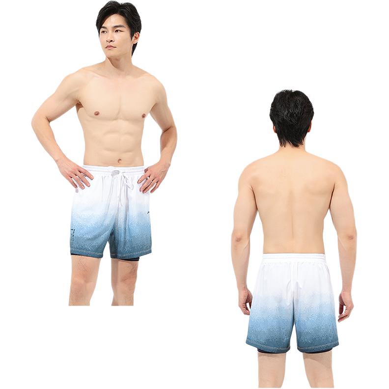 Li Ning Swimming Shorts Men's White Blue LNKW063-2