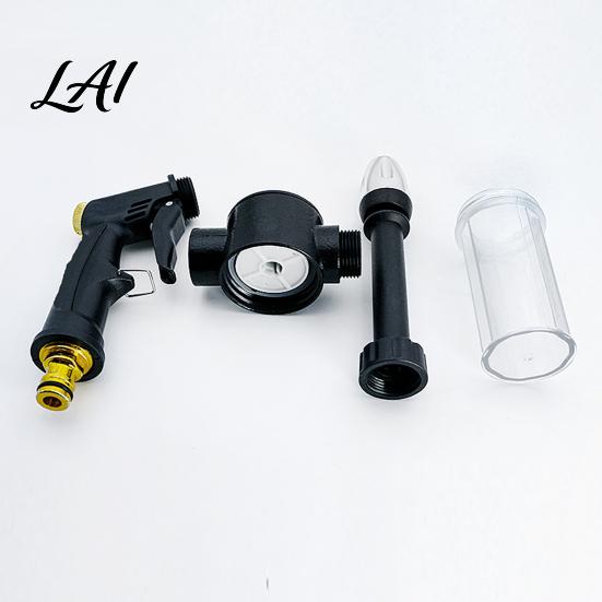 Water Flow Control Nozzle Garden Hose with Foam Cannon 3 Spray Modes High-Pressure Detachable Nozzle Heavy Duty Booster for Car Washing Outdoor