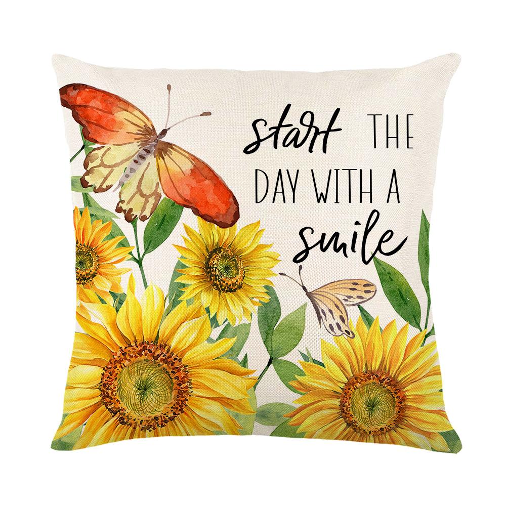 Summer Sunflower Pillow Cover Polyester Printed Living Room Sofa Decorative Cushion Cover Bedroom Pillow
