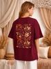 Oversized T-Shirt Khokhloma Russian Style