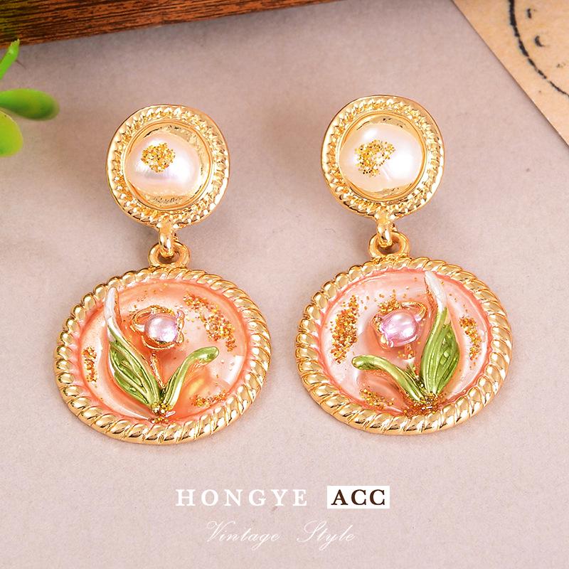 

Pearl Baroque Vintage Style Women s Earrings - French & New Chinese Design