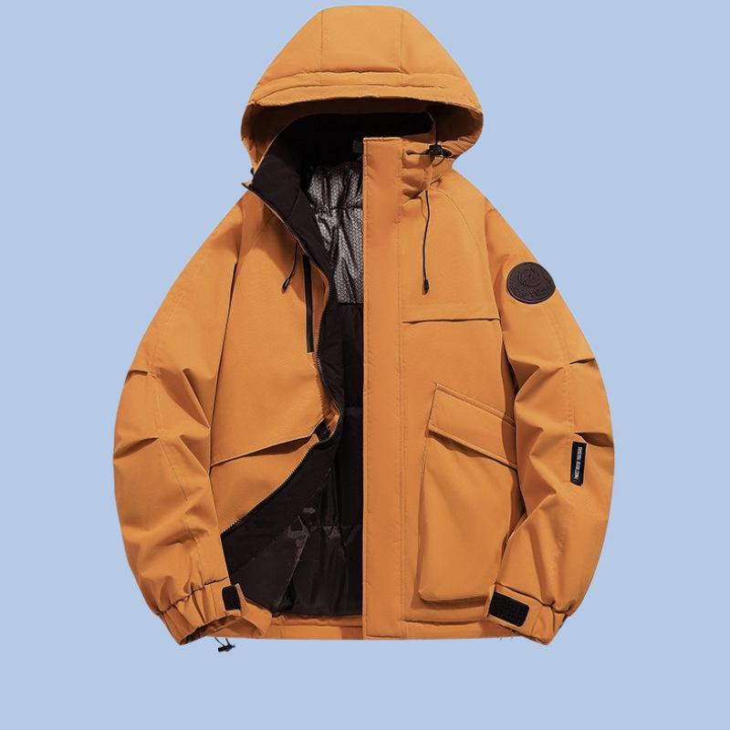 

Мужская зимняя пуховая куртка в корейском стиле - Толстая, теплая и приталенная модель Gold Orange [Windproof]