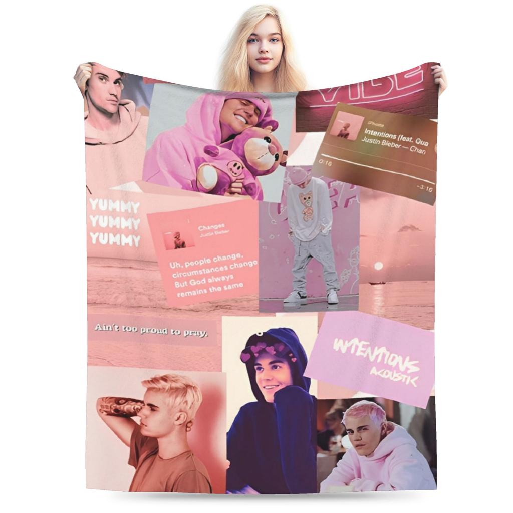 justines bieberes pop singer Blanket Multiple Sizes Cozy and Lightweight Throw Blankets for Sofa Couch and Bed