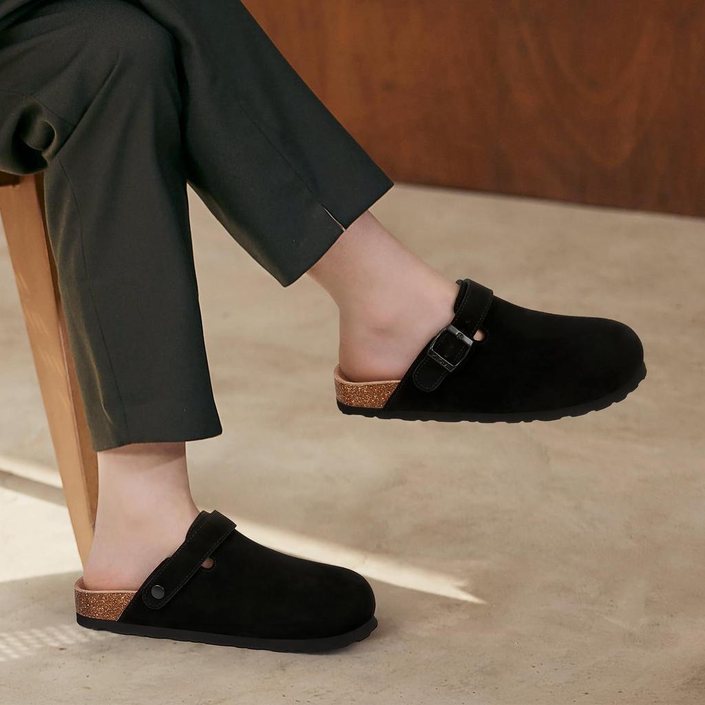 Mode Crestar Dames Koeiensuède Klompen Kurken Voetbed Leren Muiltjes Dame Buiten Comfort Ondersteuning Voetboog Aardappelschoenen Met Verstelbaar Riempje