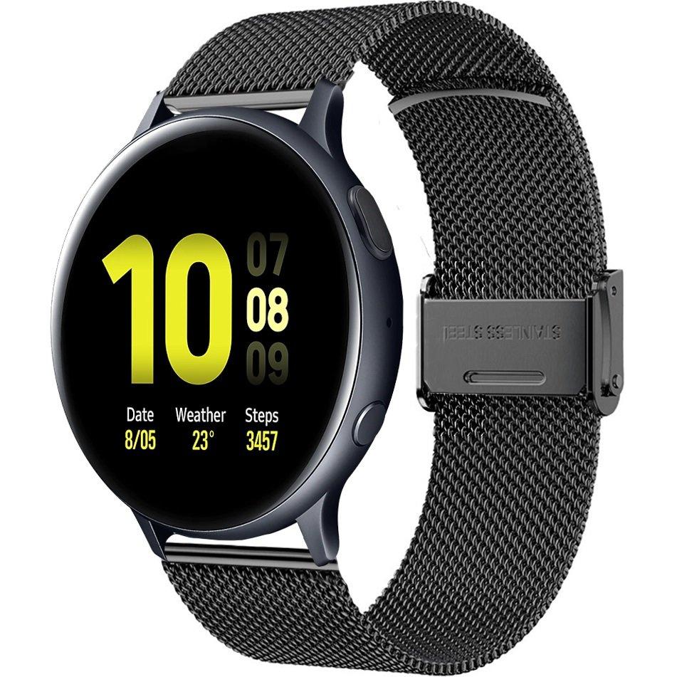 Milanese Bracelet + Case with Screen Protector for Samsung Galaxy Watch Active 2 40mm, Black