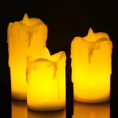 3/6 Stück LED Flammenlose Teelichter Kerzen Elektrische Teelichter Tropfende Wachs LED Kerzen für Weihnachtsfeier Festival Weihnachten Home Decor