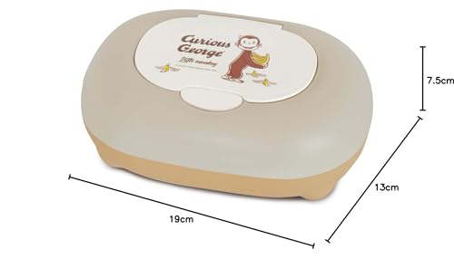 Nishiki Kasei Curious George Wet Tissue Case, One-Touch, LBE×BE-bnn, 19cm W x 13cm D x 7.5cm H, Made in Japan