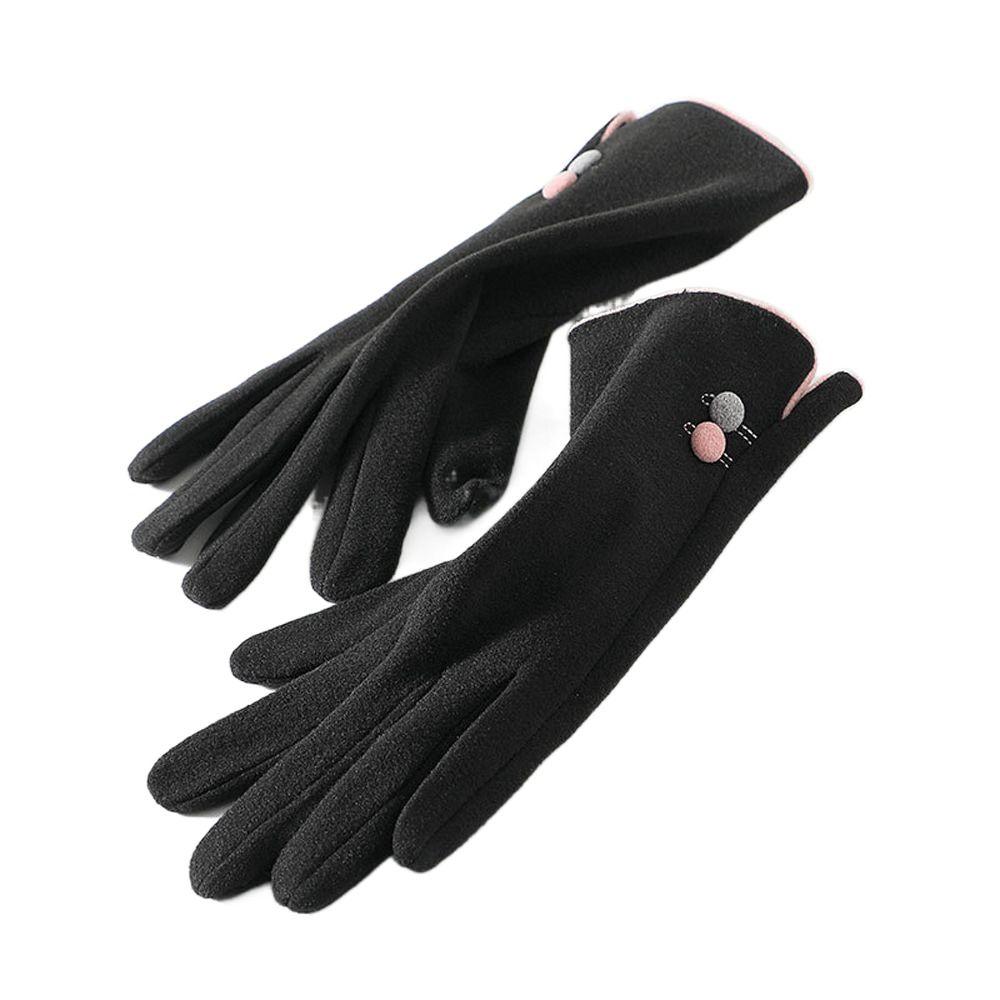 

Однотонные Теплые Уличные Бархатные Толстые Варежки Женские Перчатки Перчатки с Полными Пальцами чёрный