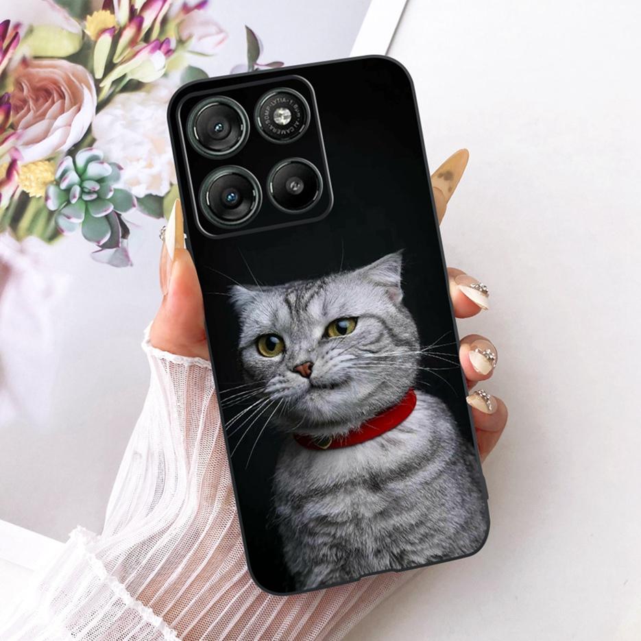 Für Motorola Moto G17 Power Case Moto G15 Niedliche Katze Blumen Bemalte Hülle Weiche TPU Handyhülle Für Motorola G15 Power MotoG17 Taschen