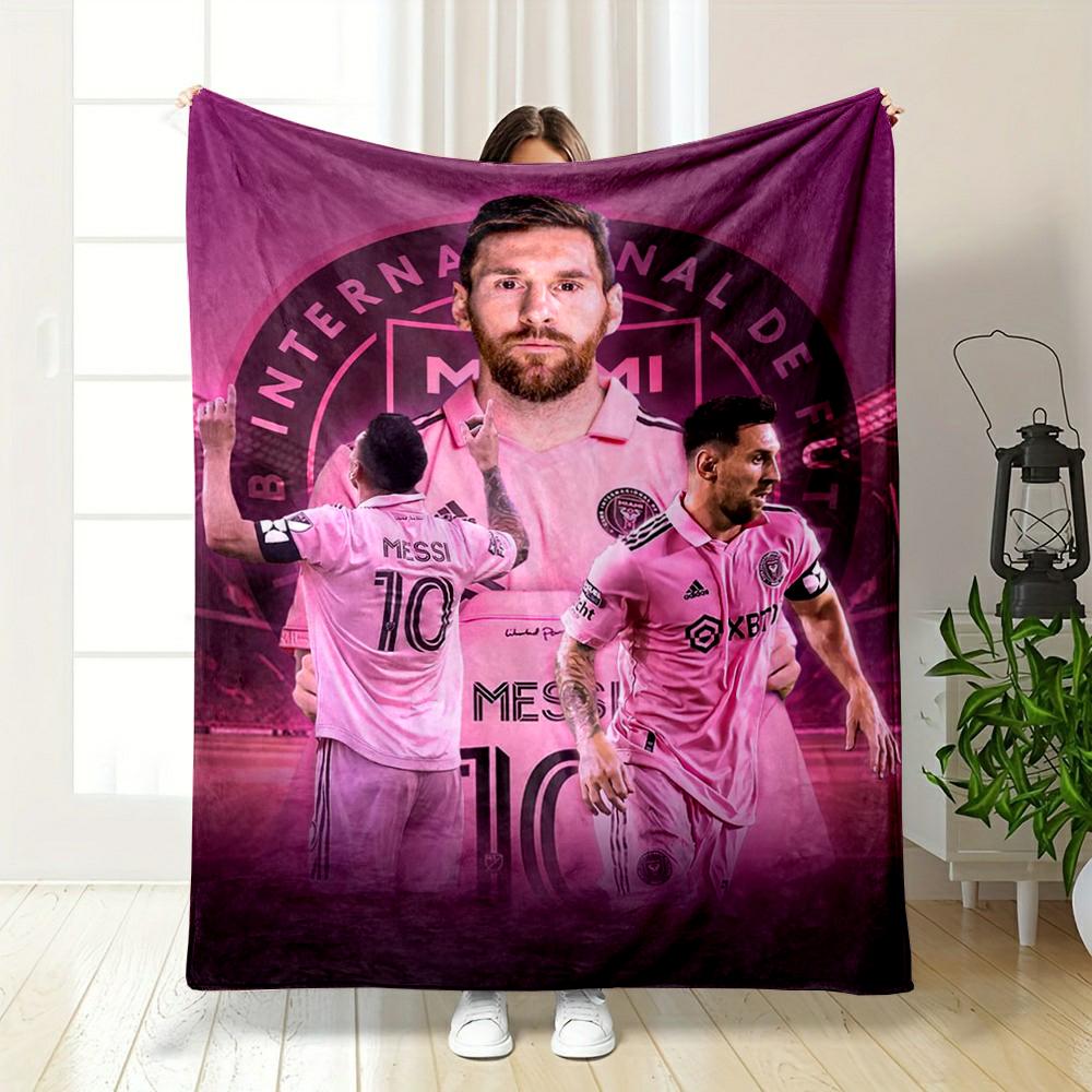 Pink Soccer Star Design Flannel Blanket Flannel blanket for bedroom, living room, sofa, and nap sofas.
