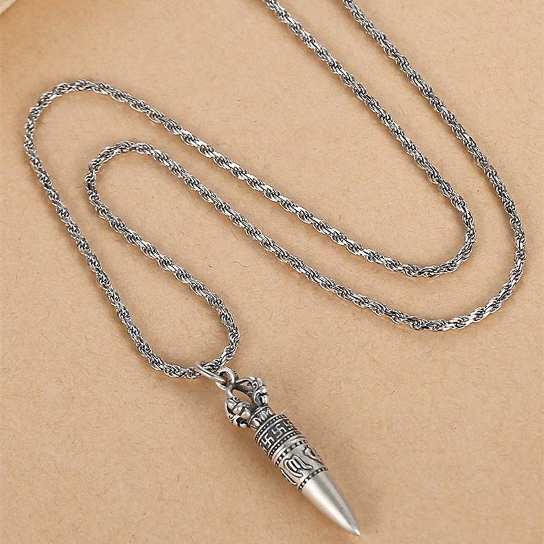 Titanium Steel Diamond Pestle Gawu Can Be Opened Pendant Necklace Pendant Bullet Six Character Mantra Removable Retro Men