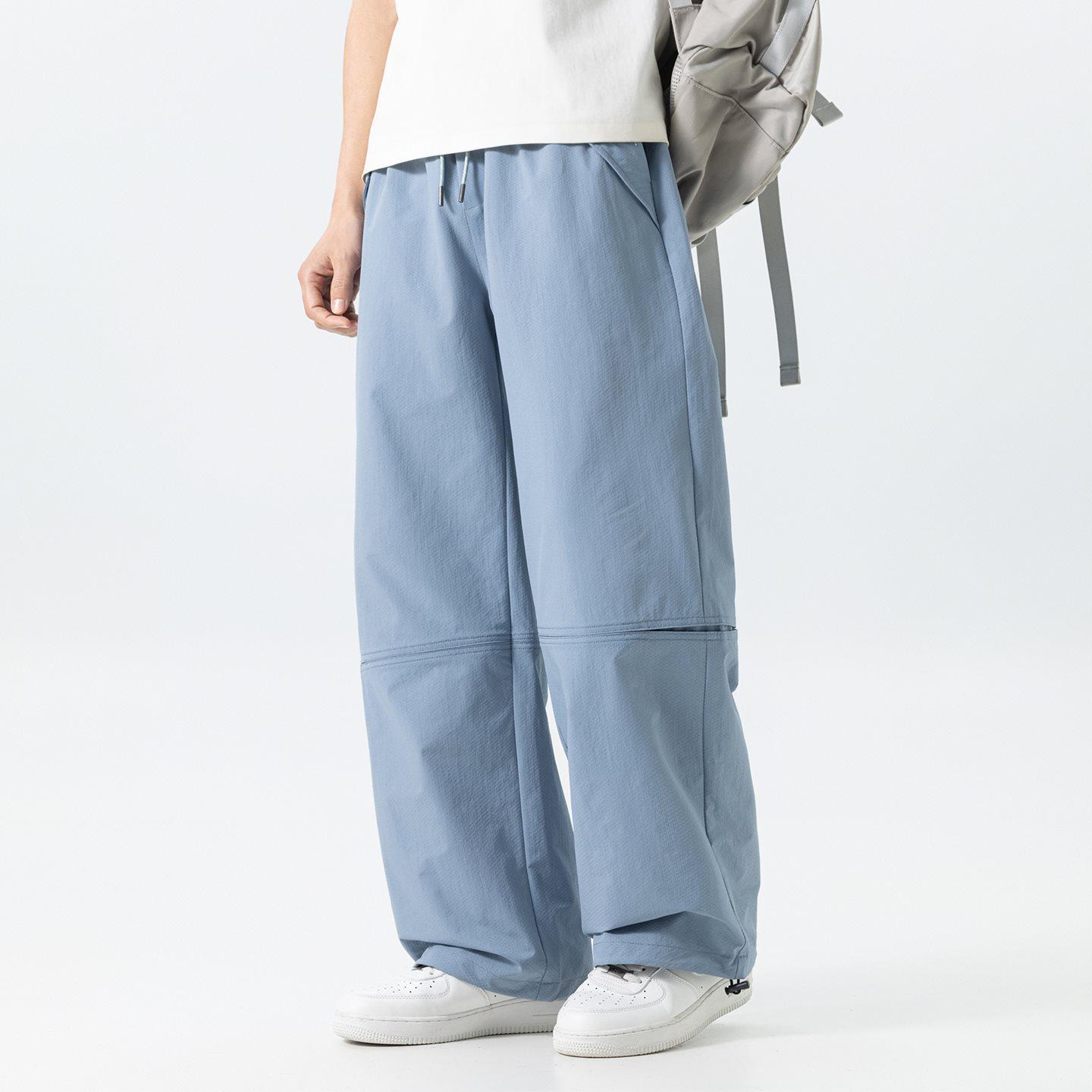 Men s Lightweight Ice Silk Workwear Pants: Loose, Breathable, Quick-Drying Sports/Outdoor American Style. 4XL туманно-синий