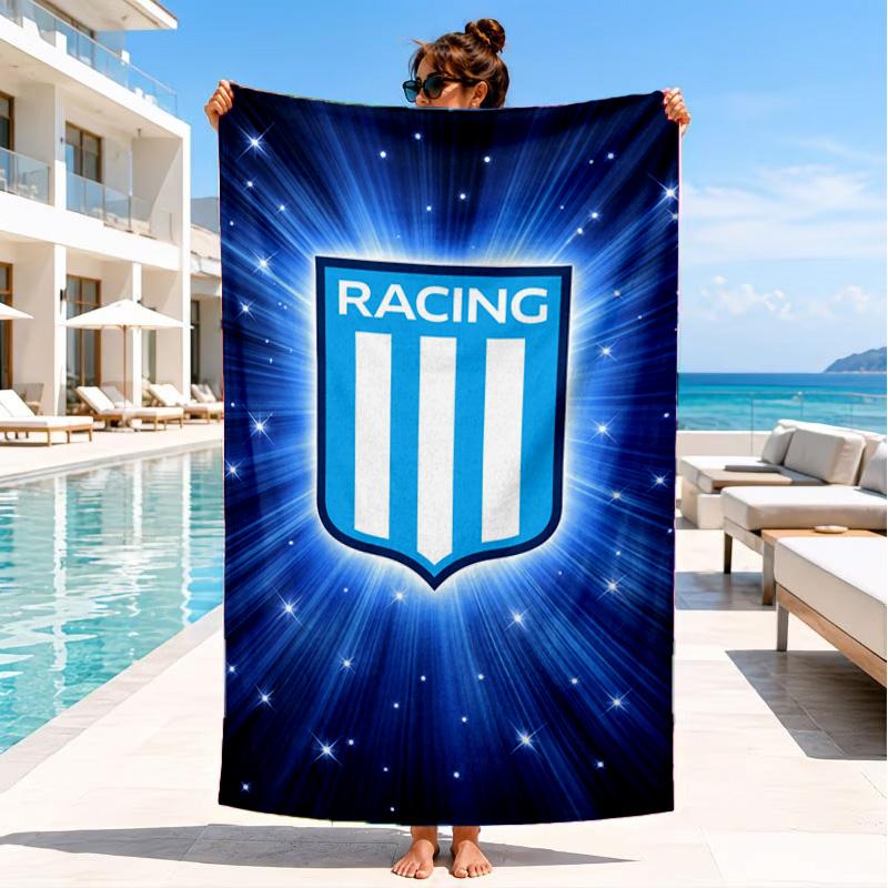 Racing Team Emblem Beach Towel, Quick-drying, Easy to Care for, Suitable for Both Fitness and Beach Vacations,Sports Essential