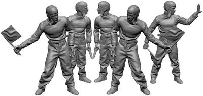 Orange Hobby WWII US Navy Aircraft Carrier Flight Deck Crew Resin Kit 1/48 5-piece A48-057