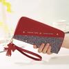 Ladies Wallet Long Zipper Gold Powder Stitching Hit Color Tassel Wild Rivet Mobile Phone Bag CLE