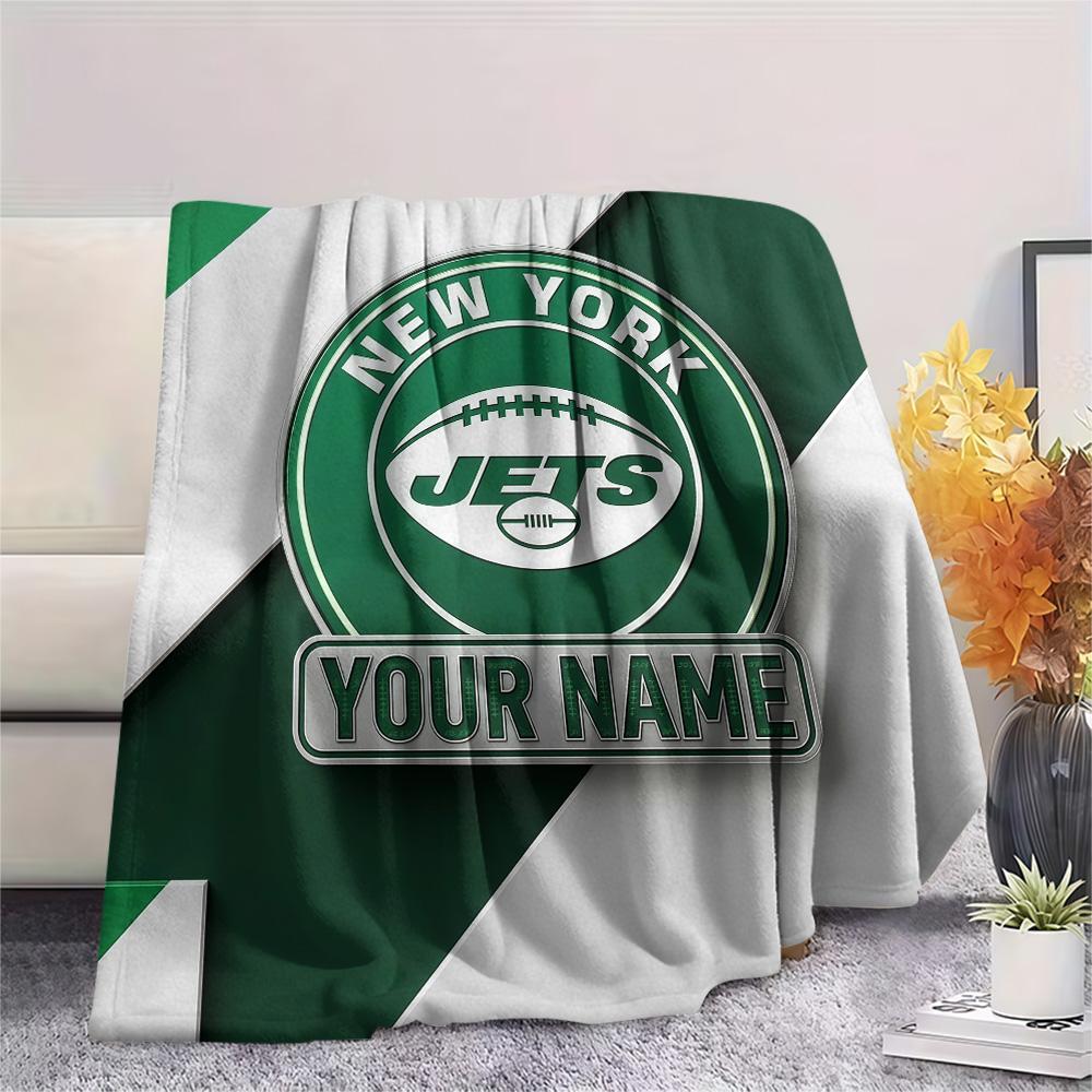 Custom Name New York Jets Flannel Blanket, High quality Comfortable for All Seasons, Home Decor, Warmth and Comfort