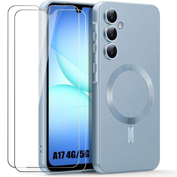 Coque de Protection - BOOLING - Samsung Galaxy A17 5G/4G - TPU avec Cercle Magnétique Bleu - 2 Vitres
