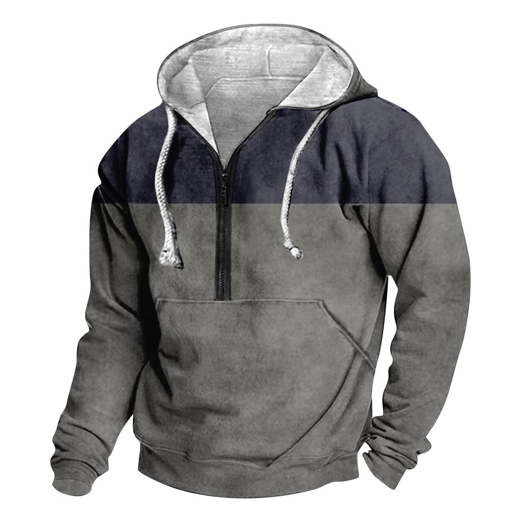 Pánské outdoorové tričko s kapucí na zip a dlouhým rukávem, podzimní ležérní top