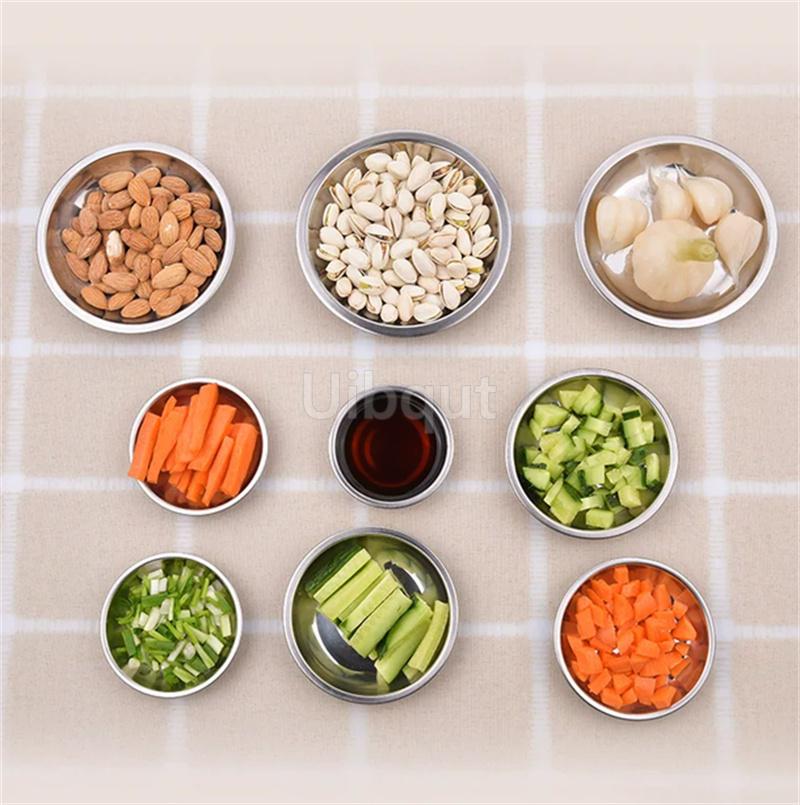 10 pcs or 2 pcs set Stainless Steel Round small pepper soy sauce dish tray Food Serving Bowls BBQ dinner set plates and dishes
