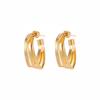 Three-layers Hollow C-shaped Women's Drop Earrings Gold Color Curved Metal Dangle Earrings Silver Color Geometry Ear Jewelry