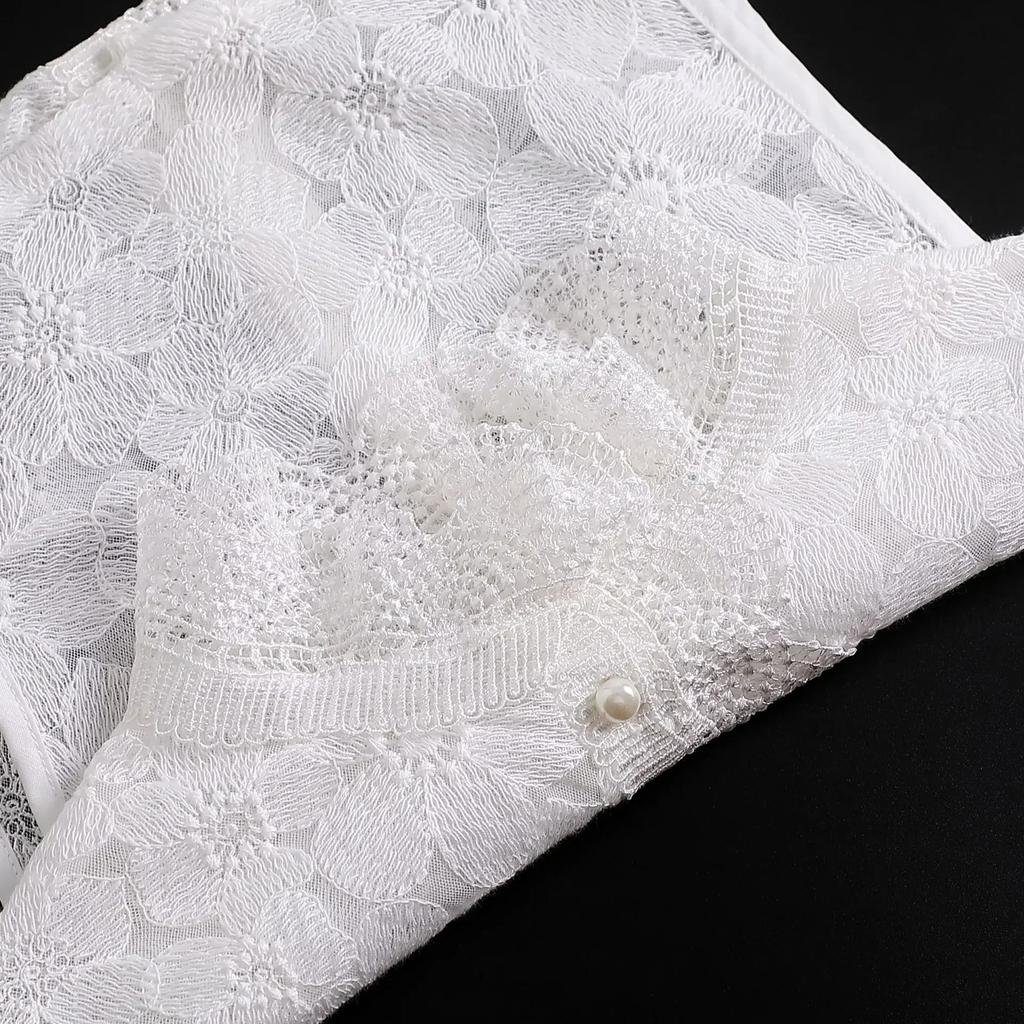 Korean Stand Lapel False Collar Women Embroidery Faux Col Half Shirt Blouse Fake Collars Sweater Shirt Detachable Collars