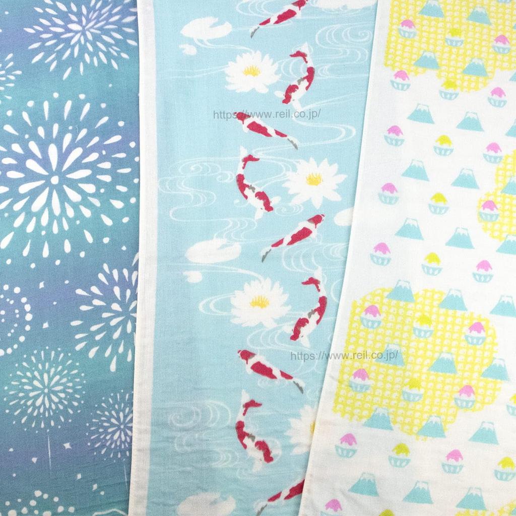 Nissen Shoko Japanese Style Seasonal Pattern Summer Fireworks and Fuji Tenugui hand Mt. (Japanese towel) JS-6157