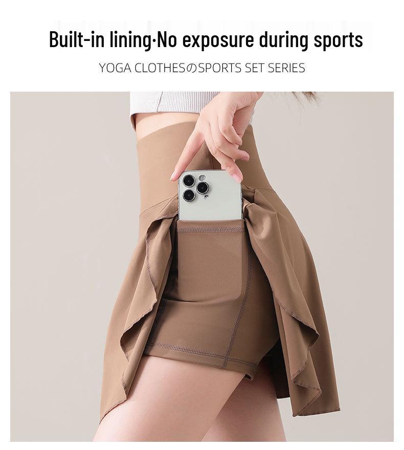 Women's Summer 2025 Tennis & Badminton Fitness Set: Yoga Short Sleeve, Running Skirt, & Chest Pad