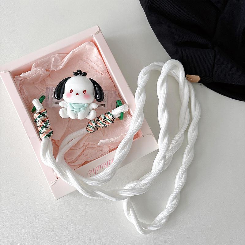 Cartoon Kt Cat Girl Heart Back Clip Diagonal Cross-Chain Braided Rope Mobile Phone Case Halter Neck Strap Mobile Phone Back Clip Anti-Fall