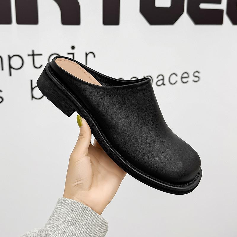 

Spring Muller retro simple bag head drag platform slippers simple lazy boken 38 чёрный