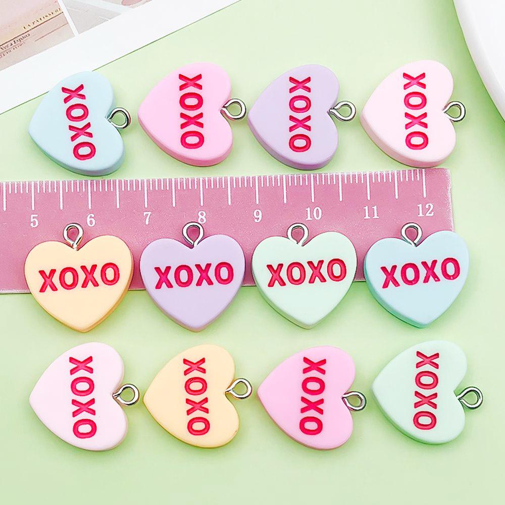 12 Color Resin Heart XOXO Letter Charms for DIY Jewelry