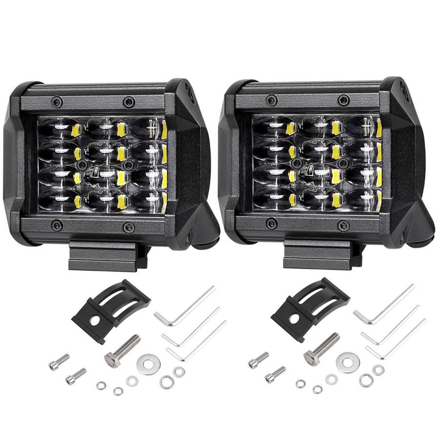 Pair 4inch 144W 14400LM LED Work Light Bar RGB 6 Colors Breathing Flood Spot Beam Offroad 4WD SUV Driving Fog Lamp