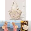 Simple Pink Bow Decoration Women Casual Grass Woven Handbag For Beach And Casual Wear