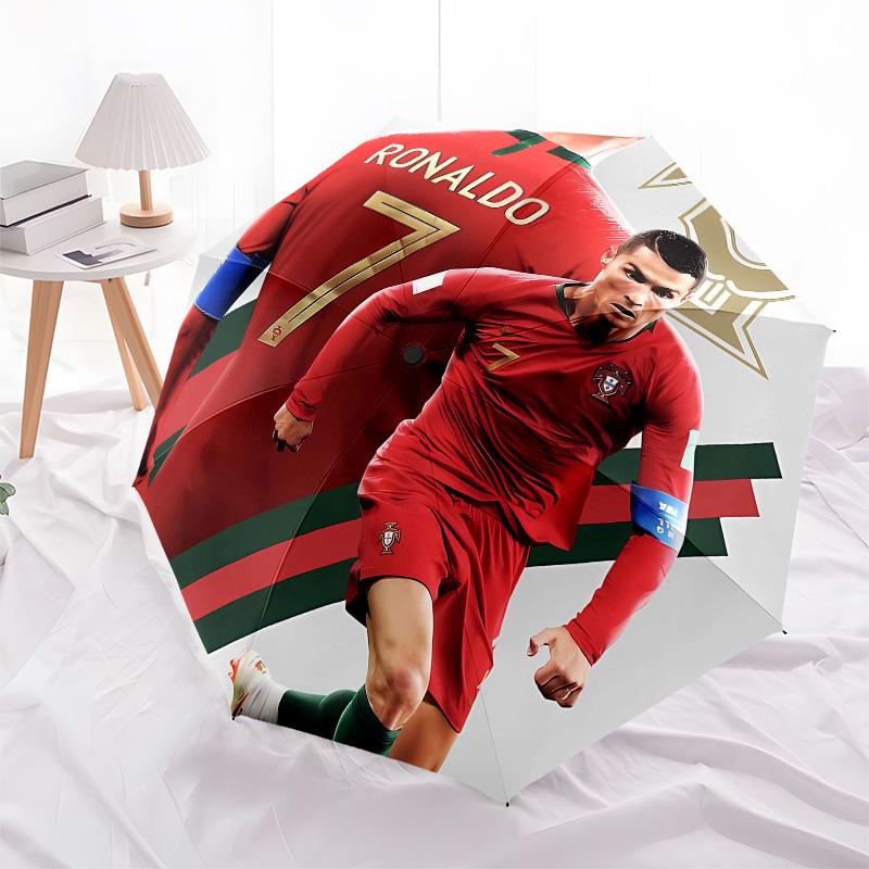 Piłka nożna, Cristiano Ronaldo Automatyczne Otwieranie i Zamykanie, 8-żebrowa Konstrukcja Przenośny Parasol, Odpowiedni dla Mężczyzn i Kobiet na Wszystkie Pory Roku Perfe